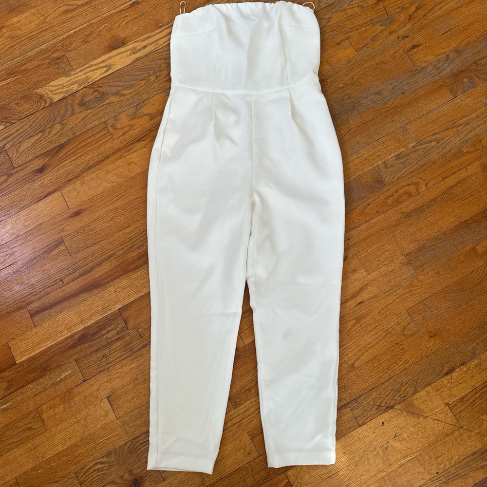 Express Strapless Cream Jumpsuit